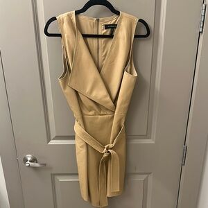 Elegant Tan Wrap Dress